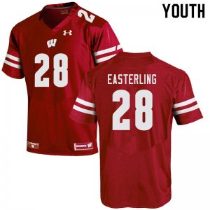Youth Wisconsin Badgers NCAA #28 Quan Easterling Red Authentic Under Armour Stitched College Football Jersey TV31D31TI